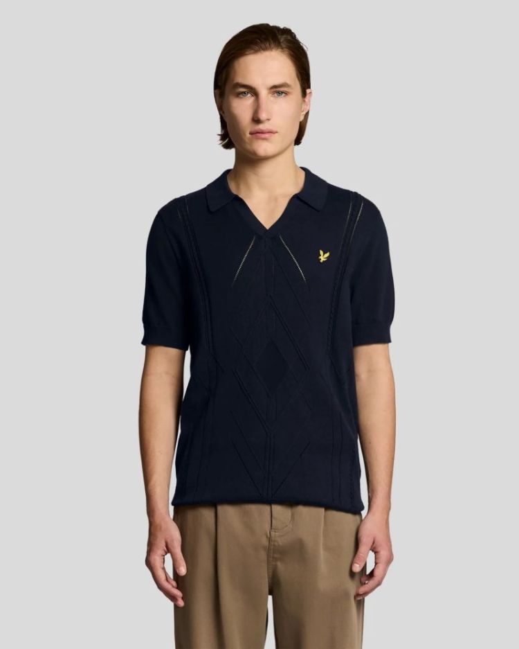 Open Collar Argyle Knitted Z271 DARK NAVY