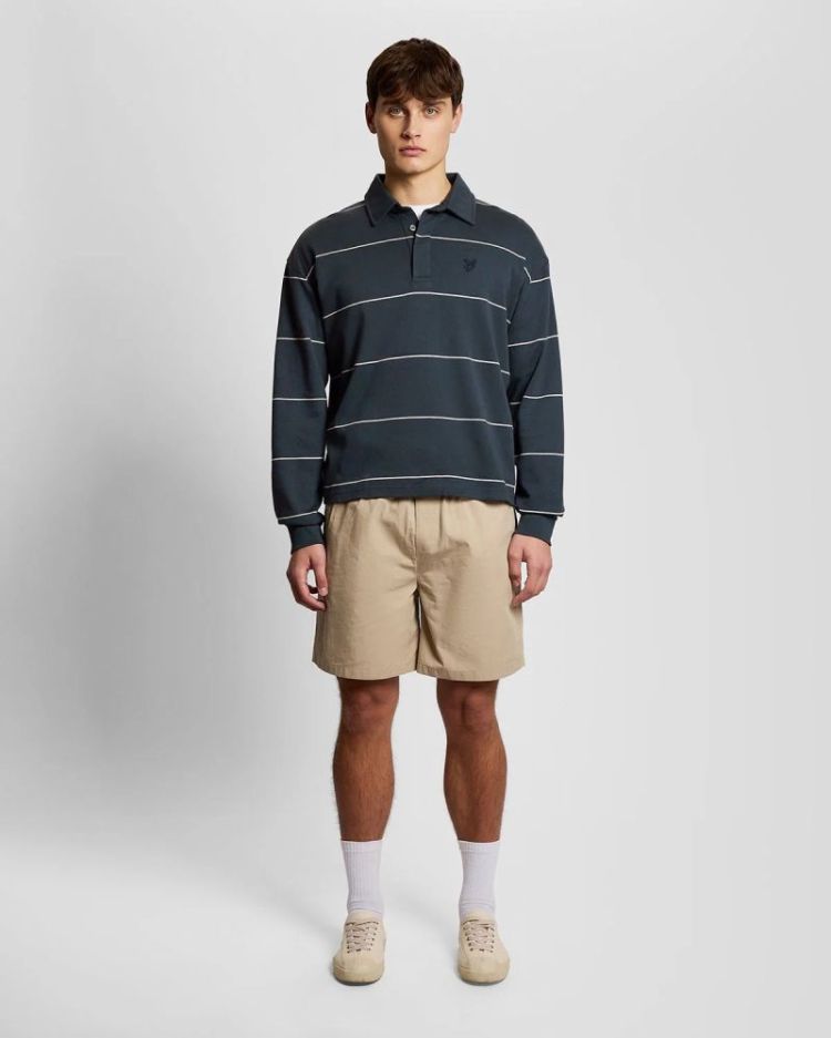 Rugby stripe collared X972 CARBON/ LIGHT GREY = BLUE GREY