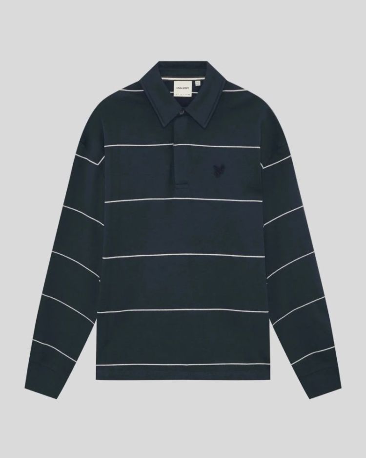 Rugby stripe collared X972 CARBON/ LIGHT GREY = BLUE GREY