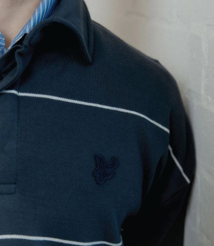 Rugby stripe collared X972 CARBON/ LIGHT GREY = BLUE GREY