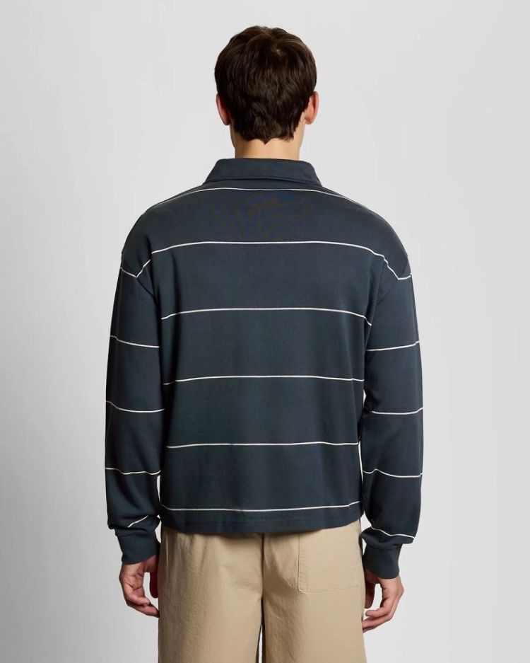 Rugby stripe collared X972 CARBON/ LIGHT GREY = BLUE GREY