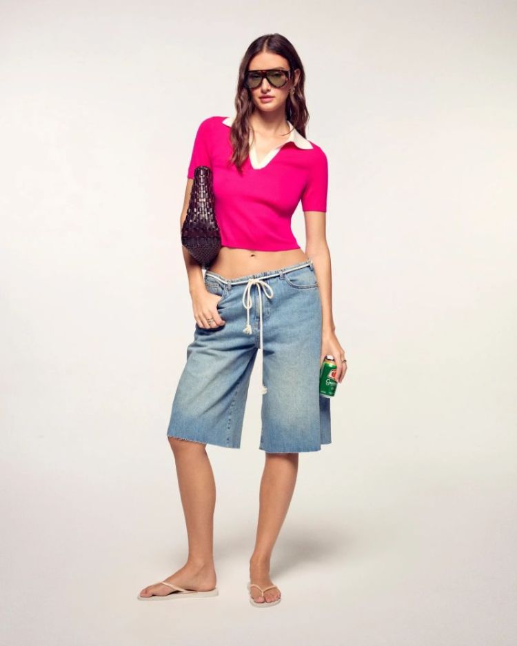 Polo Crop Bicolore 4070 Tropical Raspberry
