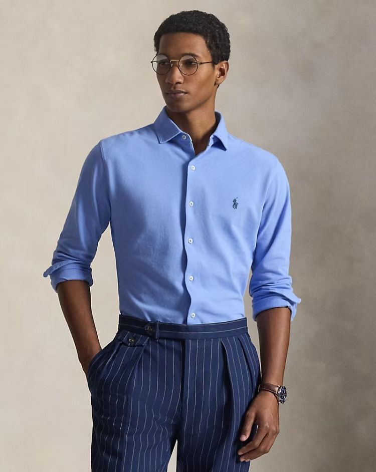 Featherweight Knitted Shirt 001 CANVAS BLUE = Ciel