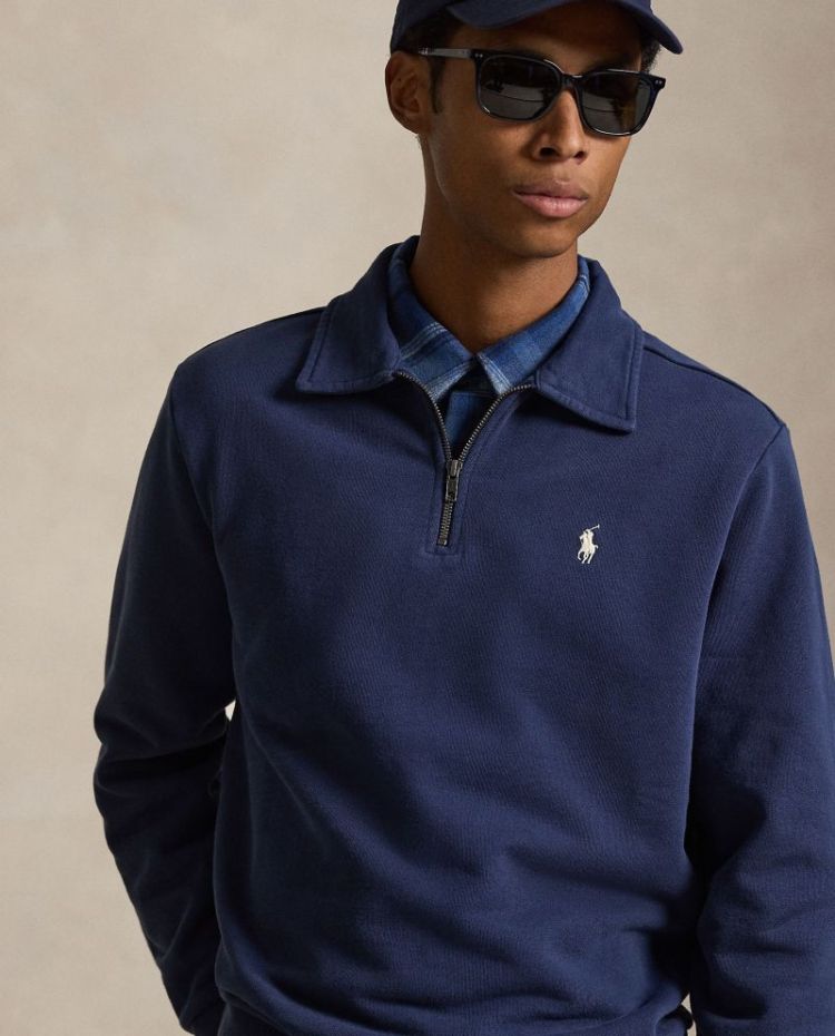 Loopback fleece quarter zip 007 CRUISE NAVY