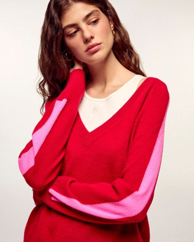 OVERSIZE BANDE MANCHES LÉGER 3033 WARM RED