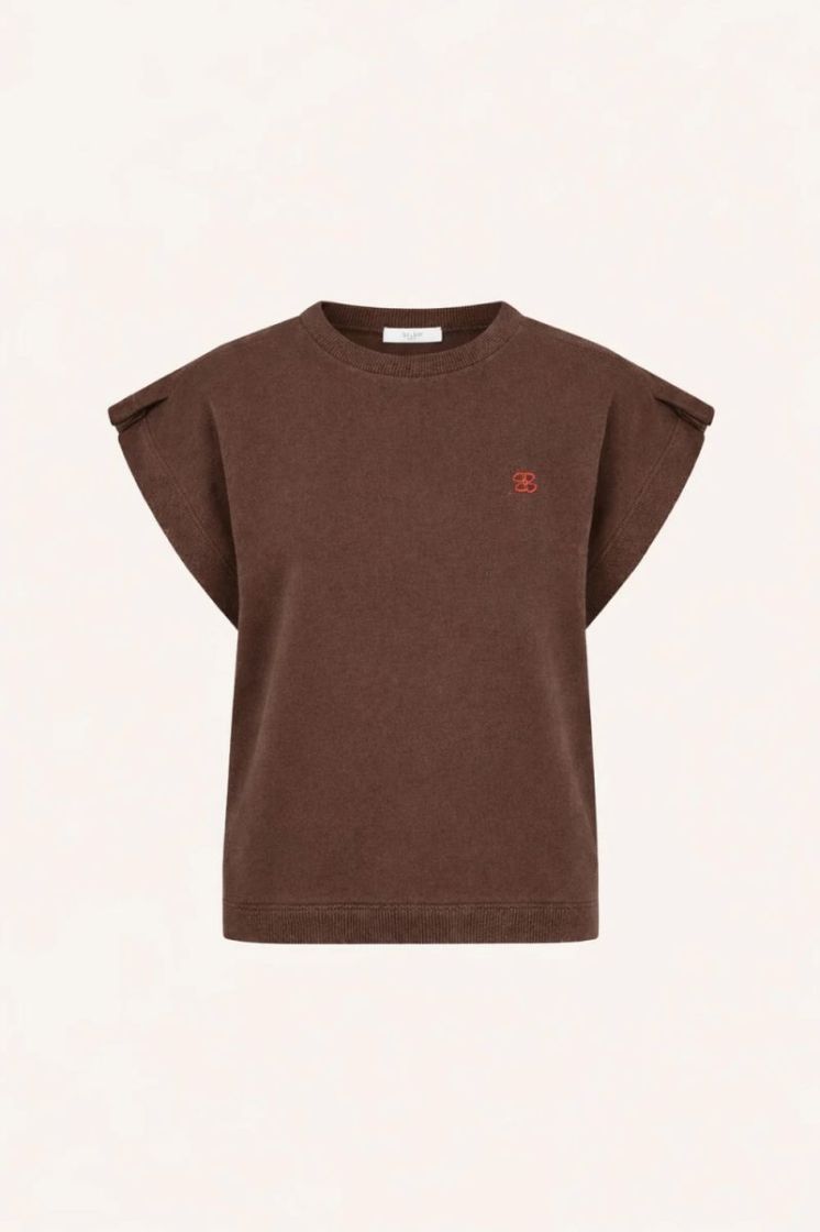 mason pleats top chocolate brown