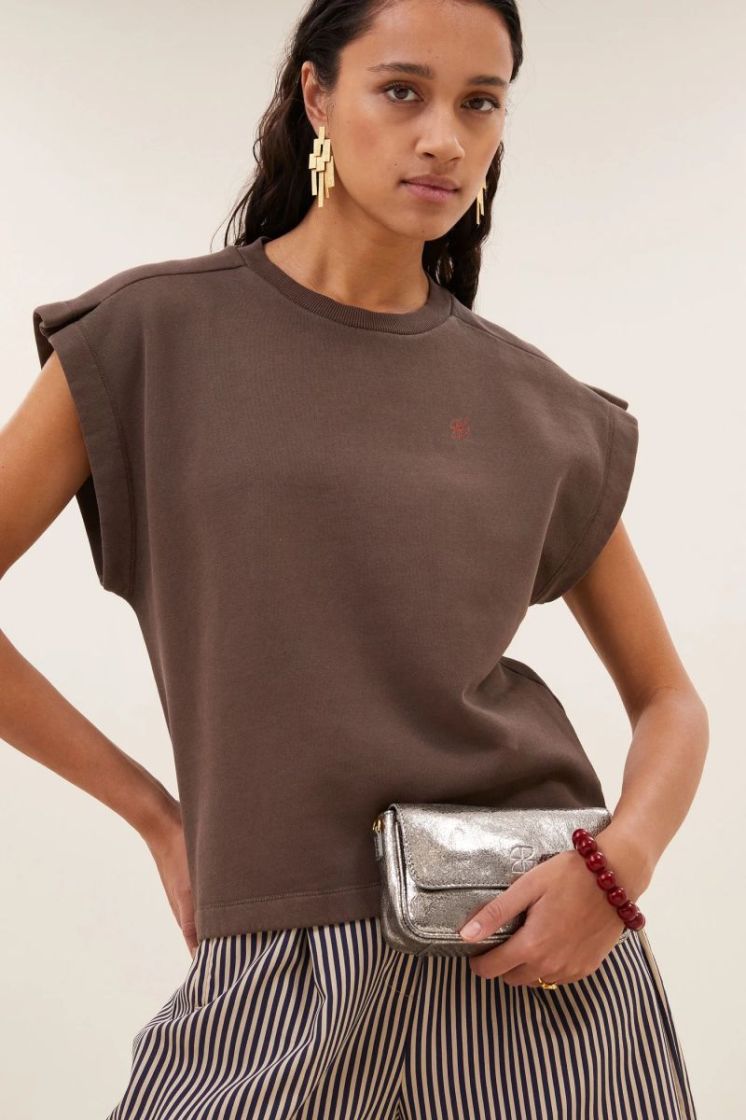 mason pleats top chocolate brown