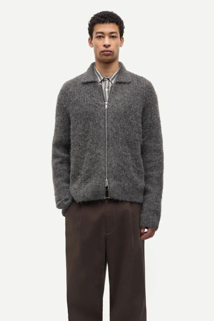 Sajob Zip Cardigan 15425 Dark Grey Mel.