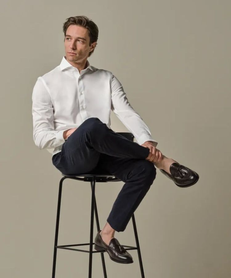 Japanese Knit Shirt Cutaway White