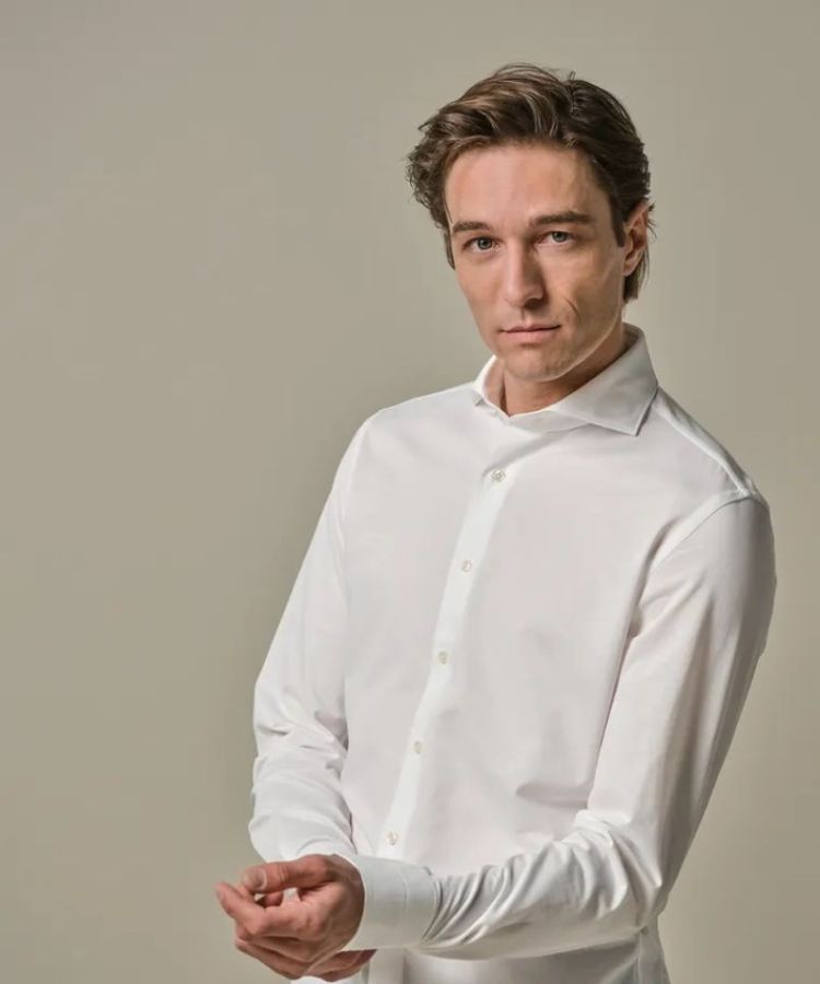 Japanese Knit Shirt Cutaway White
